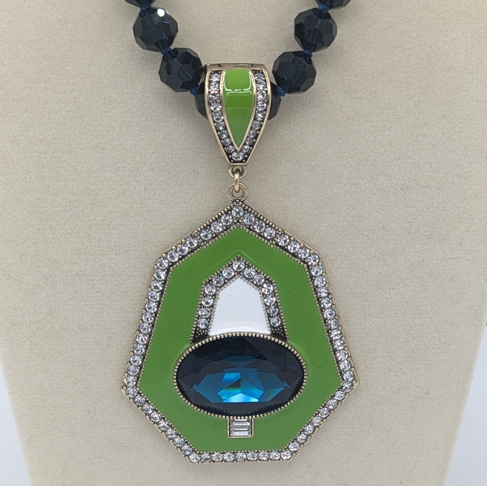 Heidi Daus Well Connected Statement Necklace Gree… - image 2